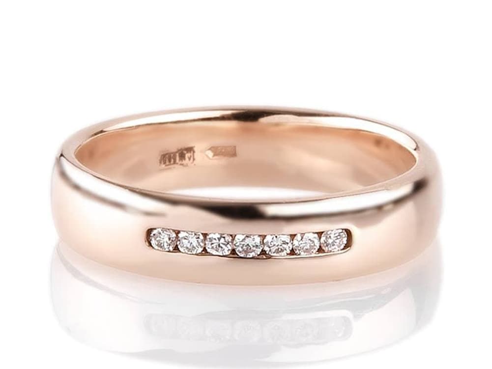 Обручка з діамантами "Світанок" з лимонного золота 420-0077 (17,5)