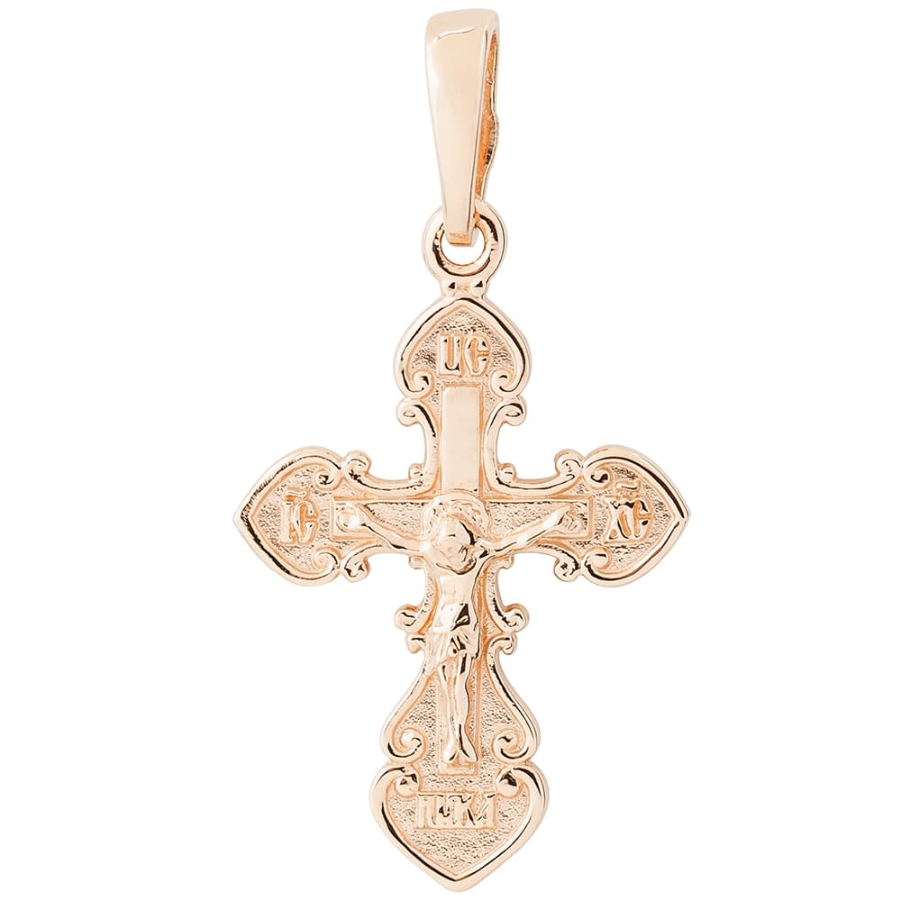 Хрестик з розп'яттям з червоного золота 105-0859