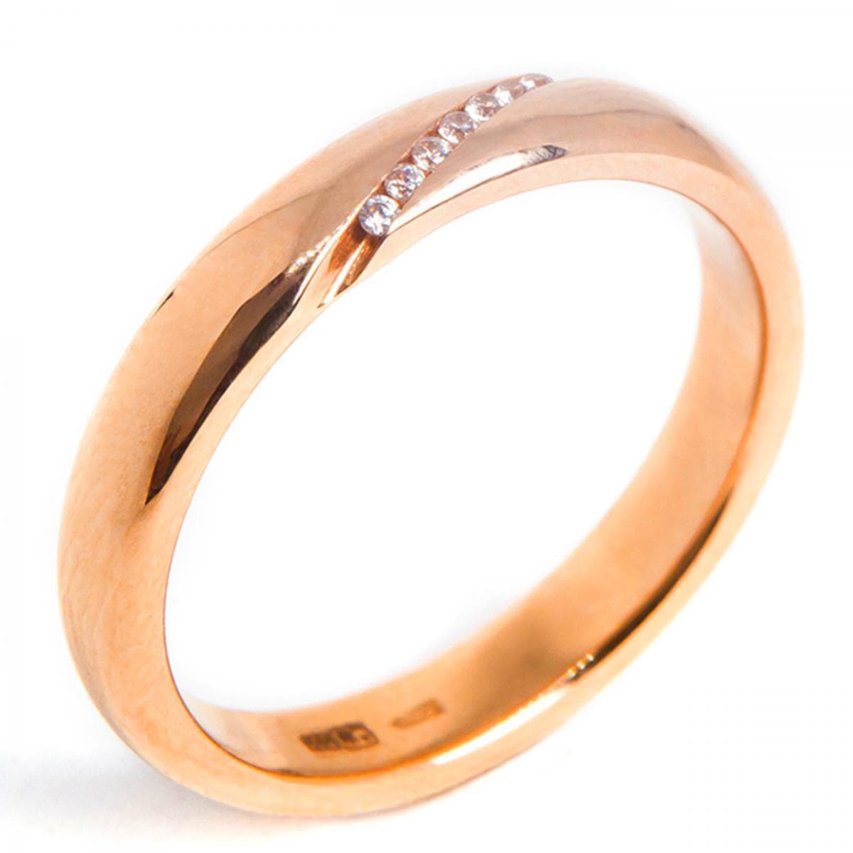 Обручка з куб. цирконами "Ельфійський дім" з червоного золота 160-0114 (15,5)