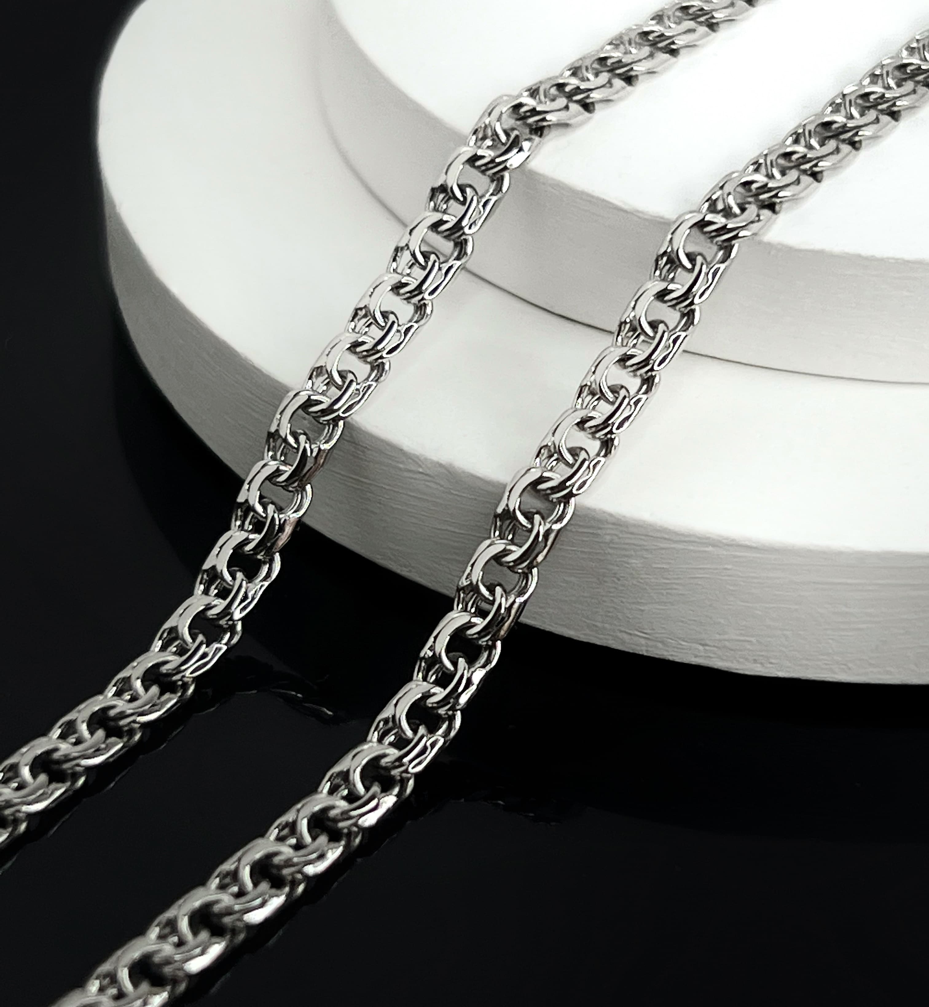 Ланцюжок арабський бісмарк з білого золота 201-0002.11