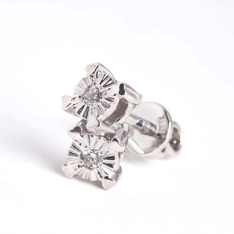 Сережки з діамантами з білого золота 214-0875