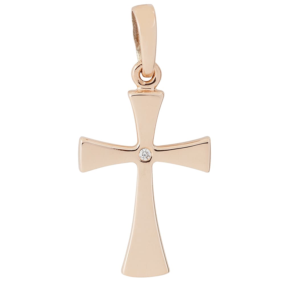 Хрестик з куб. цирконієм з червоного золота 165-0815