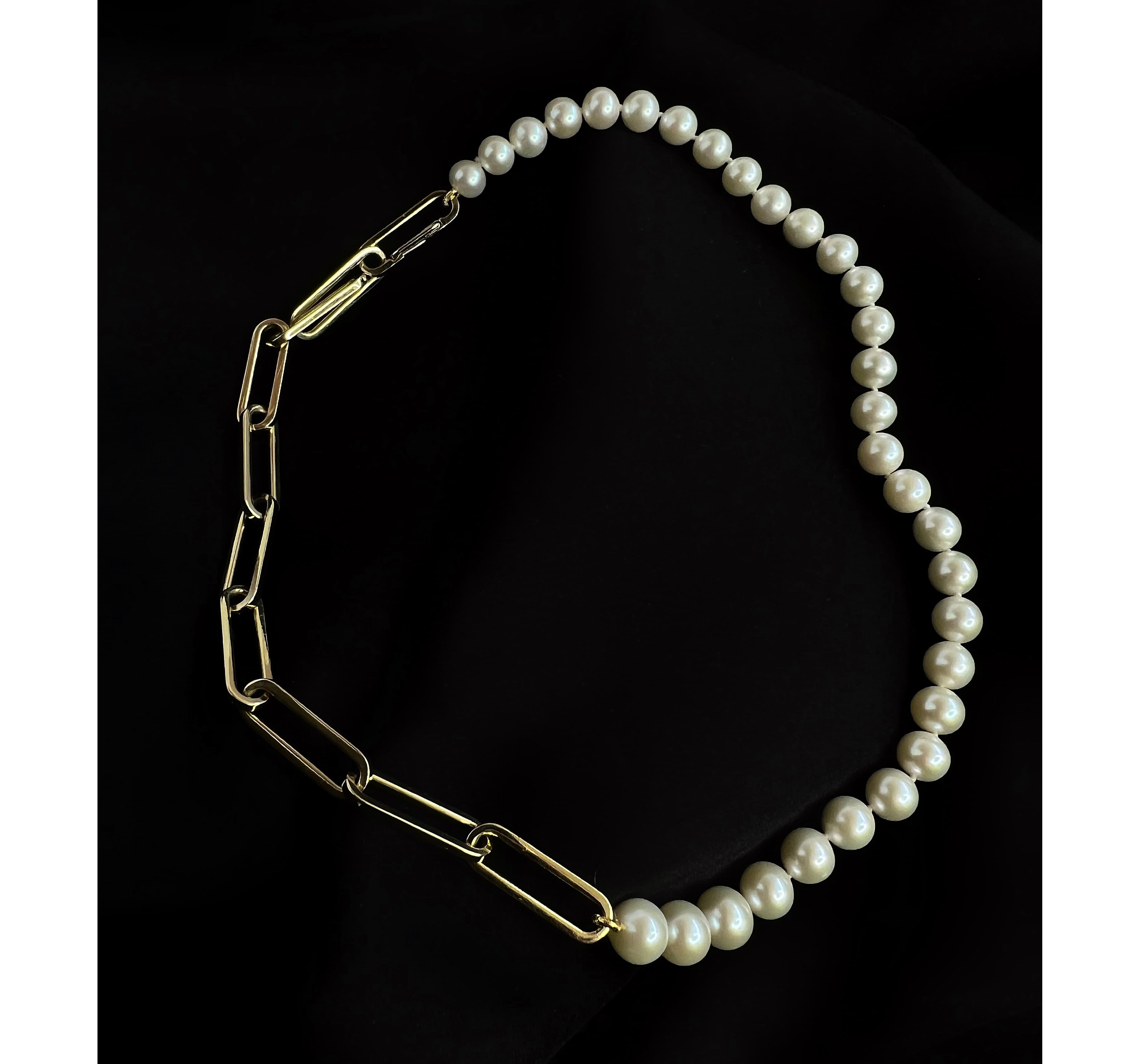 Кольє з перлинами та золотими вставками з жовтого золота Perl Ro P4 0108 (42)