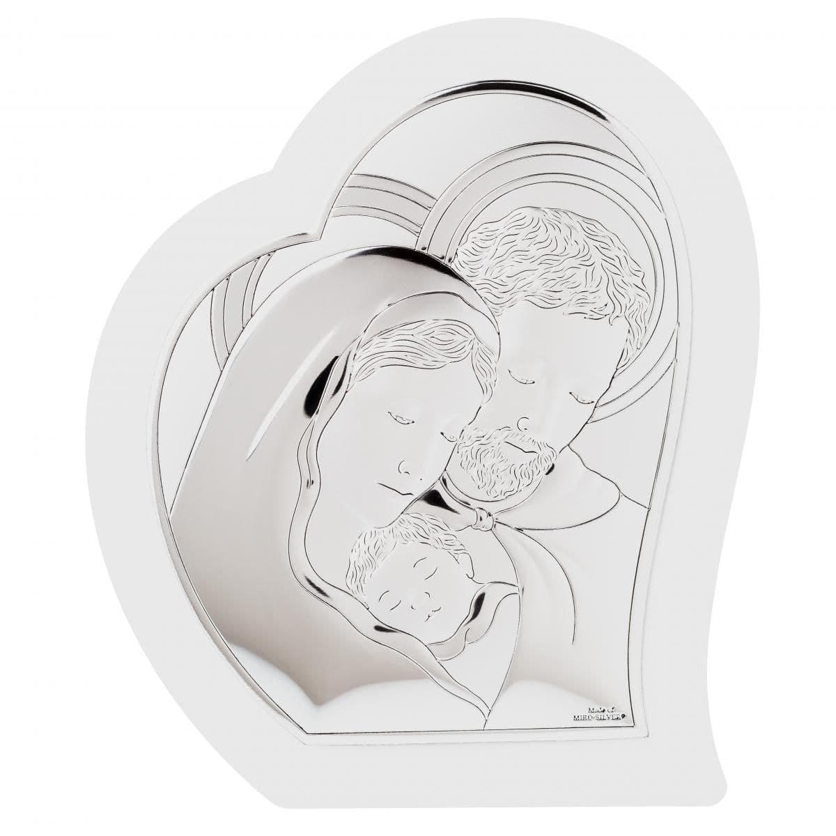 Ікона срібна Свята Родина у формі серця 81330 4LBI (26,5x31,5)