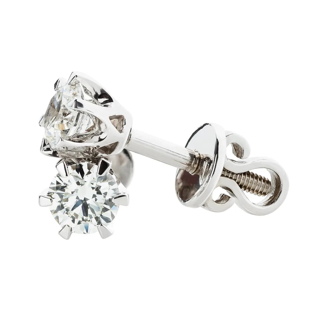 Сережки з діамантами "Diamond`s forever" з білого золота 214-0379/4.1, фото 2