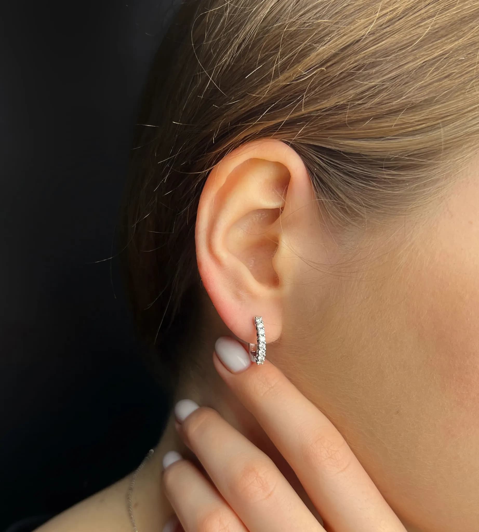 Сережки з діамантами з білого золота Wave E22 2,0mm, фото 4