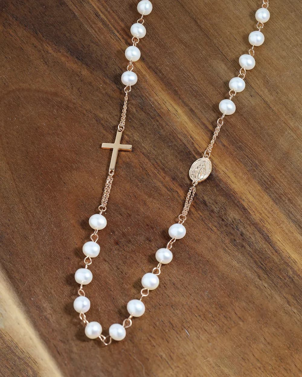 Кольє-вервиця з перлинами з червоного золота Rosary Perl N1 5мм, фото 2
